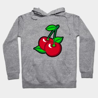 Cartoon Red Green Black Cherries Fruit Graphic Hoodie